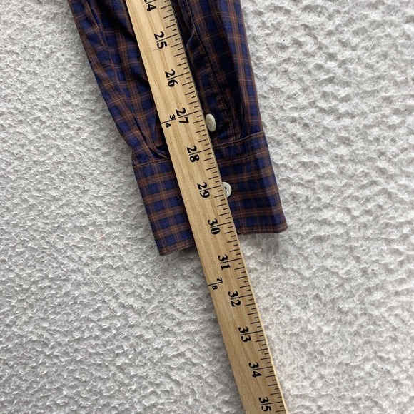 Billy Reid Button Up Shirt Mens Small 3 Plaid Check Blue Orange Preppy Designer - Picture 7 of 8